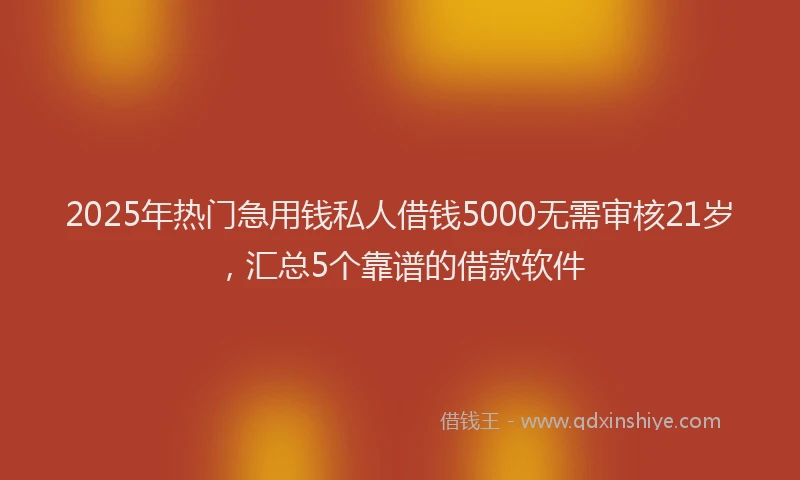 2025年热门急用钱私人借钱5000无需审核21岁，汇总5个靠谱的借款软件