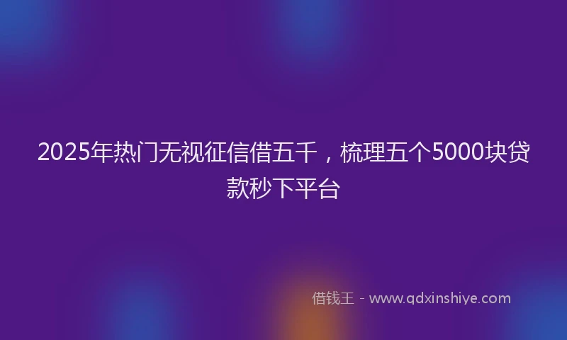 2025年热门无视征信借五千，梳理五个5000块贷款秒下平台