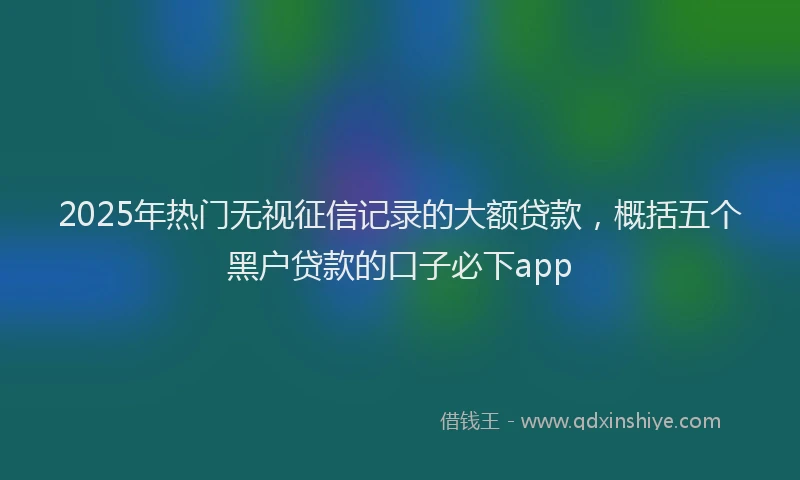 2025年热门无视征信记录的大额贷款，概括五个黑户贷款的口子必下app