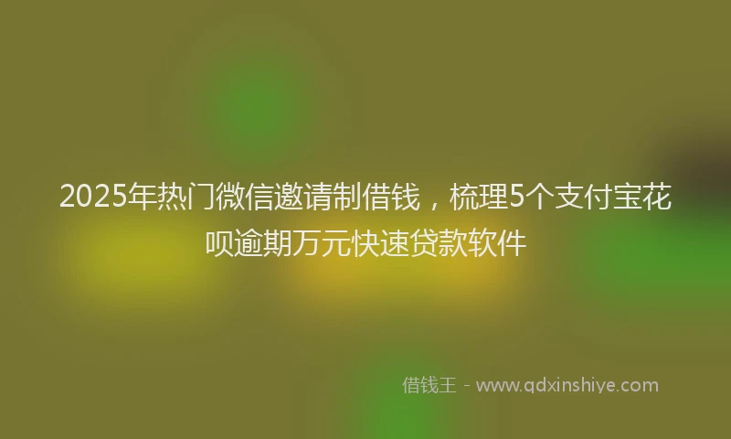 2025年热门微信邀请制借钱，梳理5个支付宝花呗逾期万元快速贷款软件