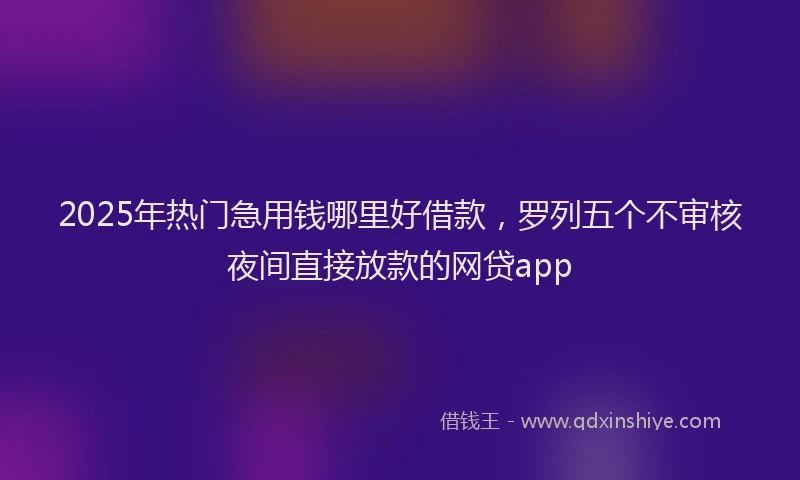 2025年热门急用钱哪里好借款，罗列五个不审核夜间直接放款的网贷app