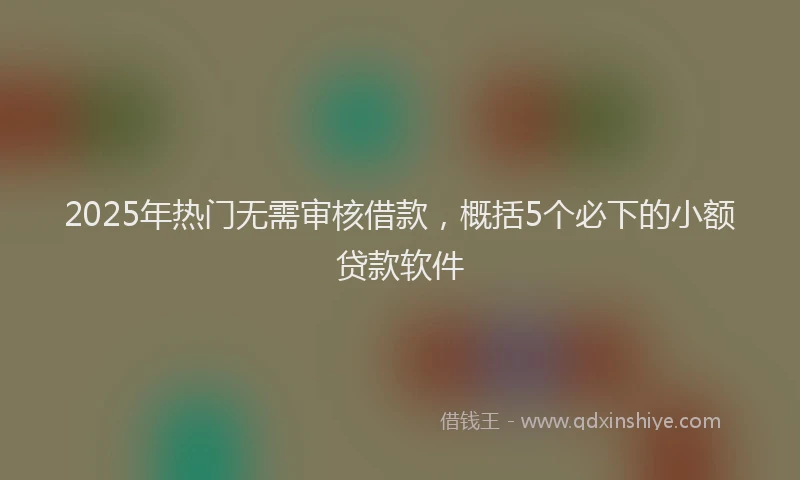 2025年热门无需审核借款，概括5个必下的小额贷款软件