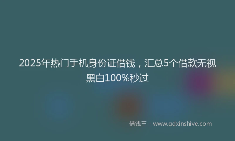 2025年热门手机身份证借钱，汇总5个借款无视黑白100%秒过