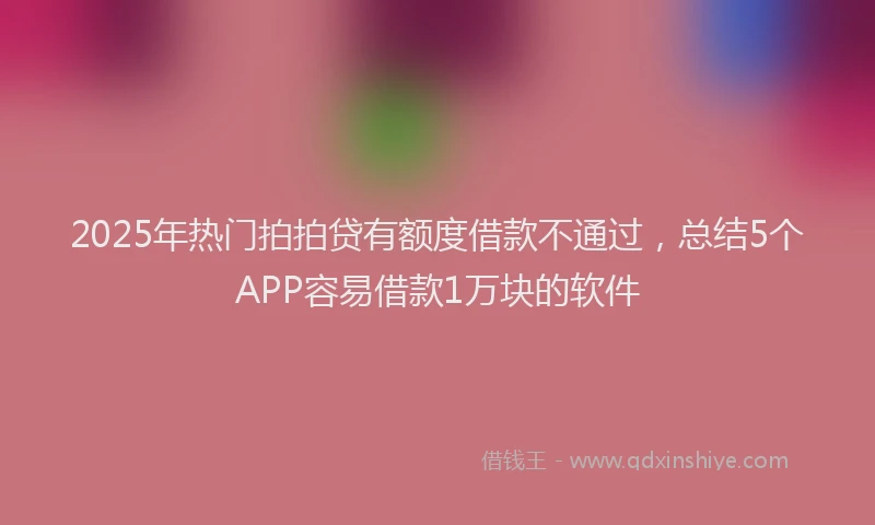2025年热门拍拍贷有额度借款不通过，总结5个APP容易借款1万块的软件