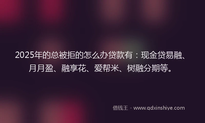 2025年的总被拒的怎么办贷款有：现金贷易融、月月盈、融享花、爱帮米、树融分期等。