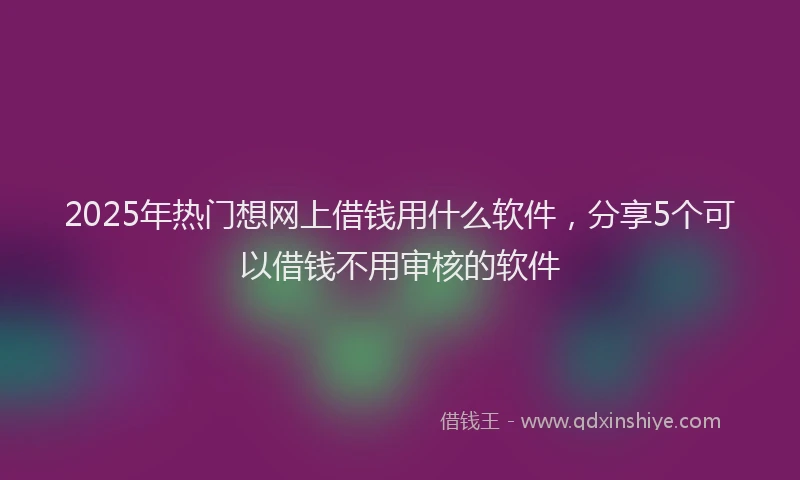 2025年热门想网上借钱用什么软件，分享5个可以借钱不用审核的软件