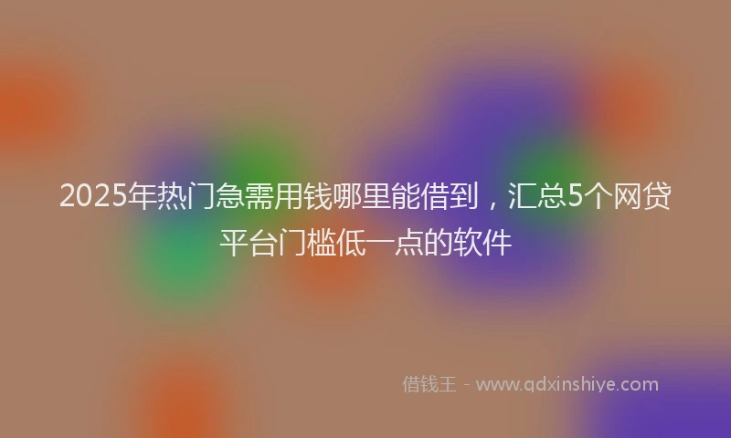 2025年热门急需用钱哪里能借到，汇总5个网贷平台门槛低一点的软件