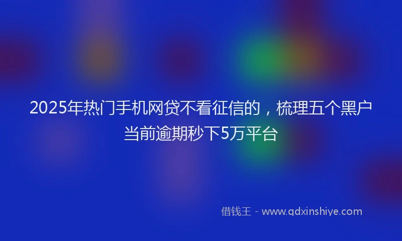 2025年热门手机网贷不看征信的，梳理五个黑户当前逾期秒下5万平台
