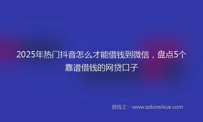 2025年热门抖音怎么才能借钱到微信，盘点5个靠谱借钱的网贷口子
