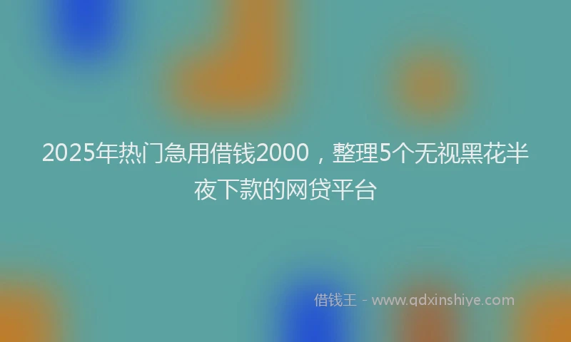 2025年热门急用借钱2000，整理5个无视黑花半夜下款的网贷平台