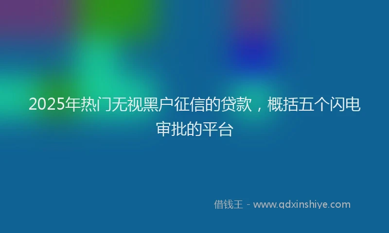 2025年热门无视黑户征信的贷款，概括五个闪电审批的平台