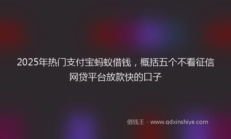 2025年热门支付宝蚂蚁借钱，概括五个不看征信网贷平台放款快的口子
