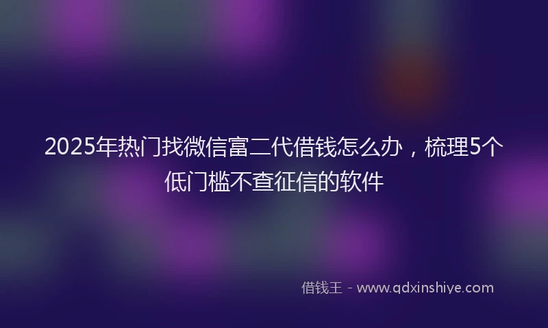 2025年热门找微信富二代借钱怎么办，梳理5个低门槛不查征信的软件