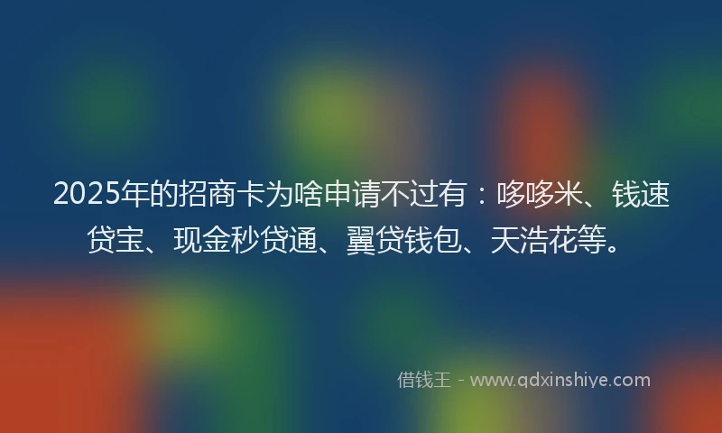 2025年的招商卡为啥申请不过有：哆哆米、钱速贷宝、现金秒贷通、翼贷钱包、天浩花等。