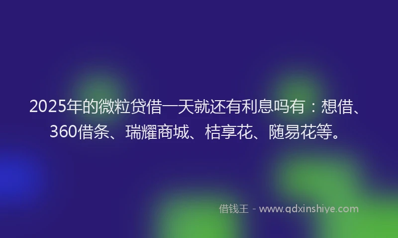 2025年的微粒贷借一天就还有利息吗有：想借、360借条、瑞耀商城、桔享花、随易花等。