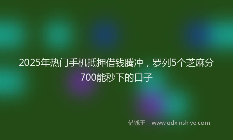 2025年热门手机抵押借钱腾冲，罗列5个芝麻分700能秒下的口子