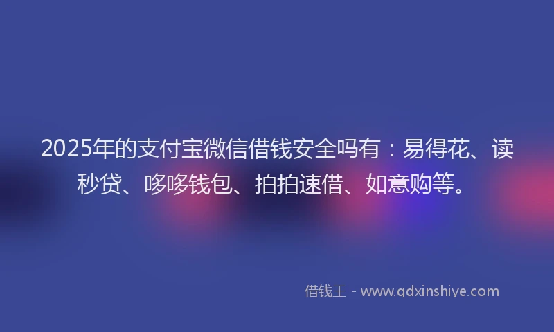 2025年的支付宝微信借钱安全吗有：易得花、读秒贷、哆哆钱包、拍拍速借、如意购等。