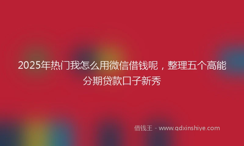 2025年热门我怎么用微信借钱呢，整理五个高能分期贷款口子新秀