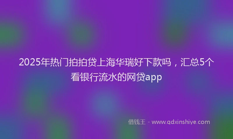 2025年热门拍拍贷上海华瑞好下款吗，汇总5个看银行流水的网贷app
