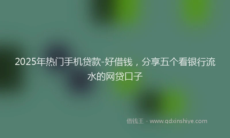 2025年热门手机贷款-好借钱，分享五个看银行流水的网贷口子