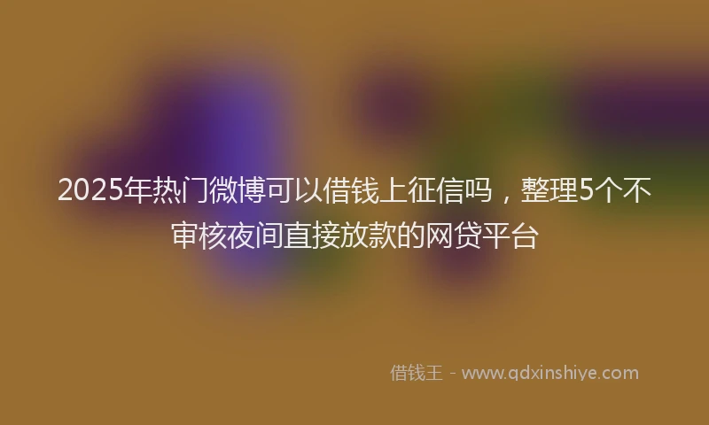 2025年热门微博可以借钱上征信吗，整理5个不审核夜间直接放款的网贷平台