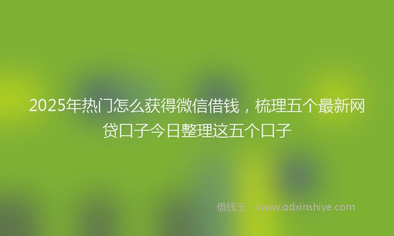 2025年热门怎么获得微信借钱，梳理五个最新网贷口子今日整理这五个口子