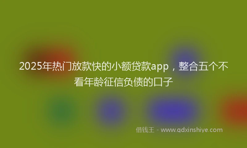 2025年热门放款快的小额贷款app，整合五个不看年龄征信负债的口子