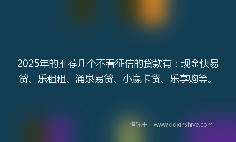 2025年的推荐几个不看征信的贷款有：现金快易贷、乐租租、涌泉易贷、小赢卡贷、乐享购等。
