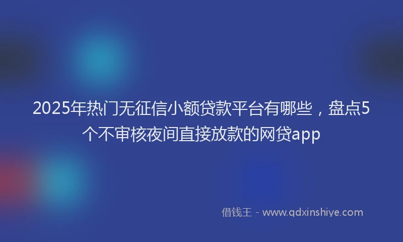 2025年热门无征信小额贷款平台有哪些，盘点5个不审核夜间直接放款的网贷app