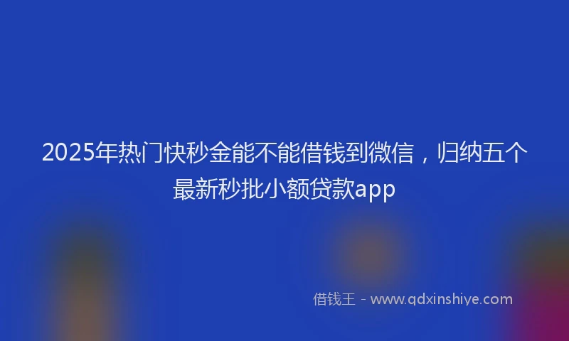 2025年热门快秒金能不能借钱到微信，归纳五个最新秒批小额贷款app
