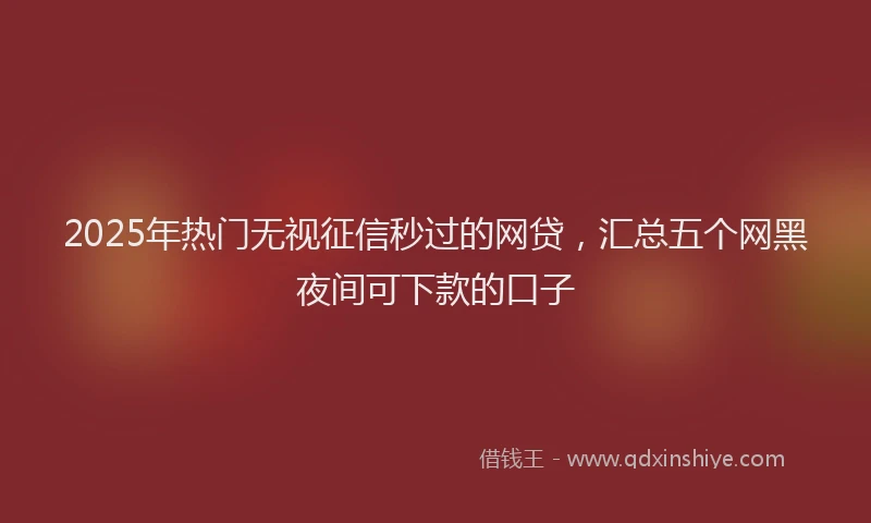 2025年热门无视征信秒过的网贷，汇总五个网黑夜间可下款的口子
