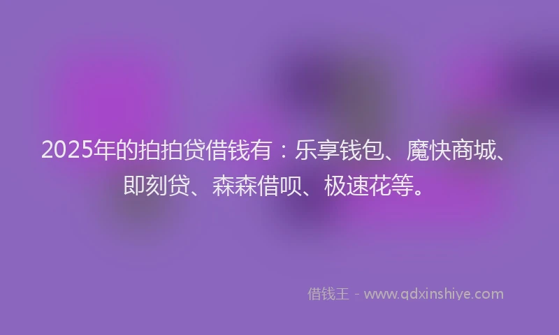 2025年的拍拍贷借钱有：乐享钱包、魔快商城、即刻贷、森森借呗、极速花等。