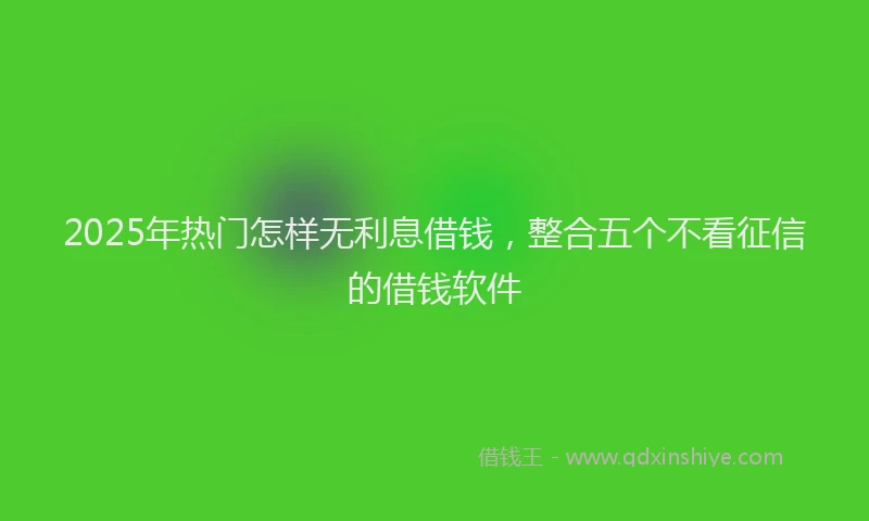 2025年热门怎样无利息借钱，整合五个不看征信的借钱软件
