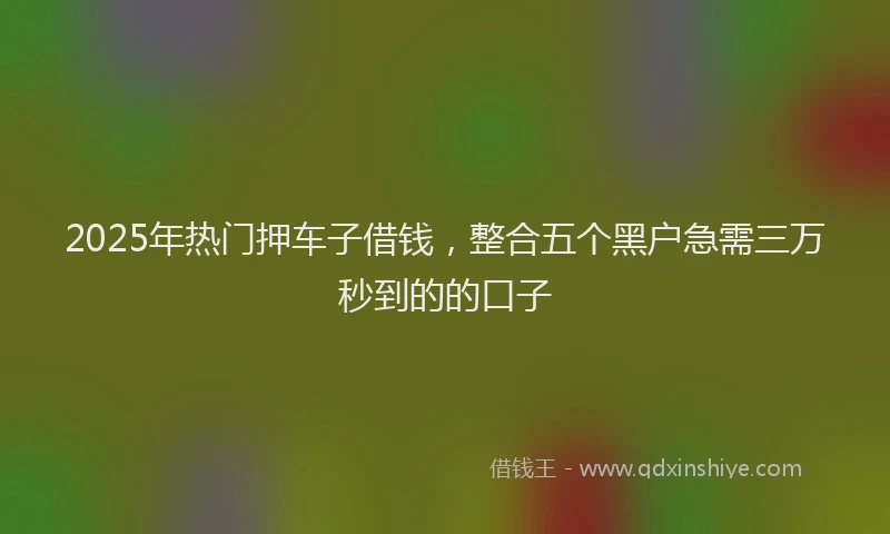 2025年热门押车子借钱，整合五个黑户急需三万秒到的的口子