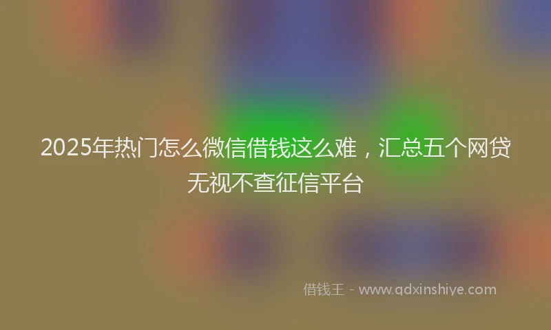 2025年热门怎么微信借钱这么难，汇总五个网贷无视不查征信平台