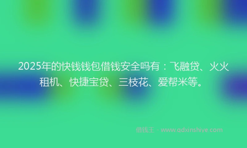 2025年的快钱钱包借钱安全吗有：飞融贷、火火租机、快捷宝贷、三枝花、爱帮米等。