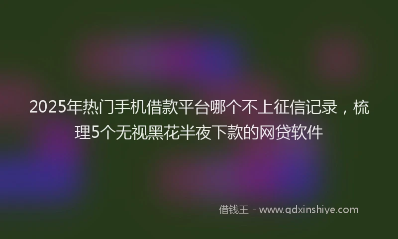 2025年热门手机借款平台哪个不上征信记录，梳理5个无视黑花半夜下款的网贷软件