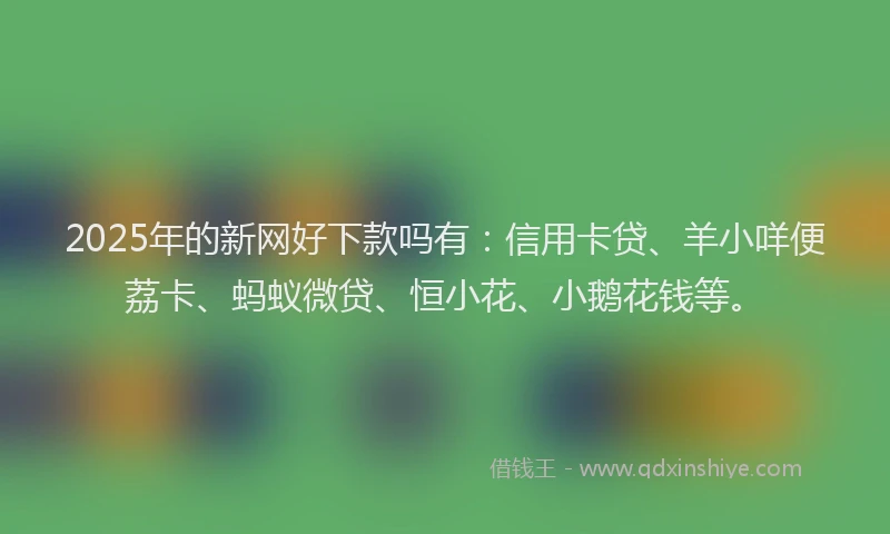 2025年的新网好下款吗有：信用卡贷、羊小咩便荔卡、蚂蚁微贷、恒小花、小鹅花钱等。