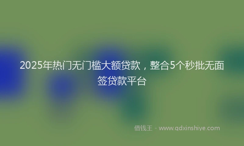 2025年热门无门槛大额贷款，整合5个秒批无面签贷款平台