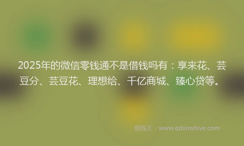 2025年的微信零钱通不是借钱吗有：享来花、芸豆分、芸豆花、理想给、千亿商城、臻心贷等。