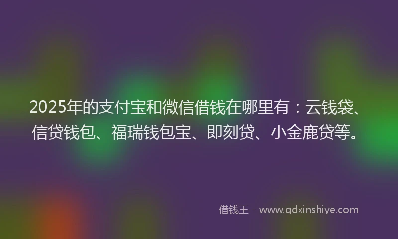 2025年的支付宝和微信借钱在哪里有：云钱袋、信贷钱包、福瑞钱包宝、即刻贷、小金鹿贷等。