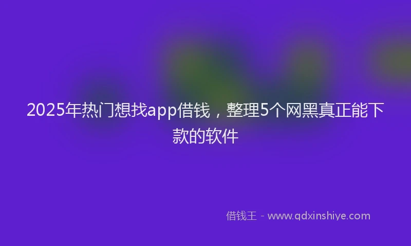 2025年热门想找app借钱，整理5个网黑真正能下款的软件