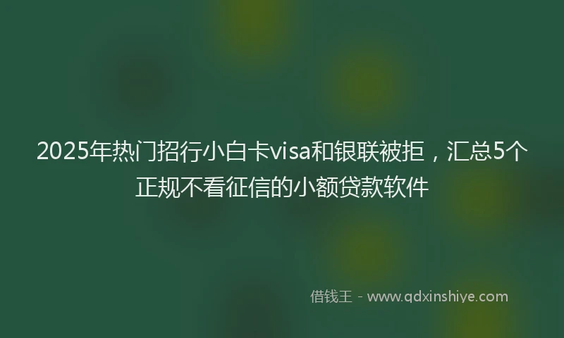 2025年热门招行小白卡visa和银联被拒，汇总5个正规不看征信的小额贷款软件