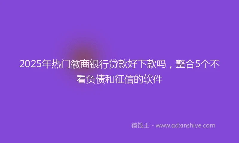 2025年热门徽商银行贷款好下款吗，整合5个不看负债和征信的软件