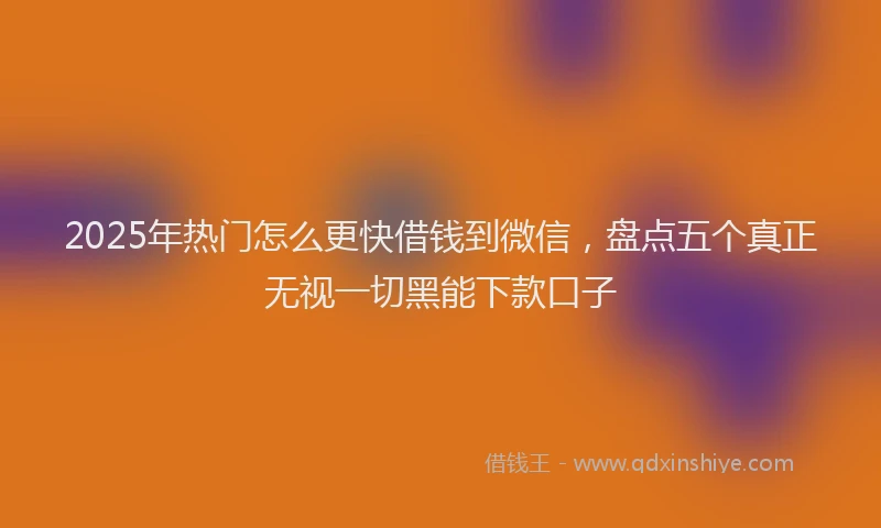 2025年热门怎么更快借钱到微信，盘点五个真正无视一切黑能下款口子