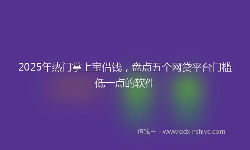 2025年热门掌上宝借钱，盘点五个网贷平台门槛低一点的软件