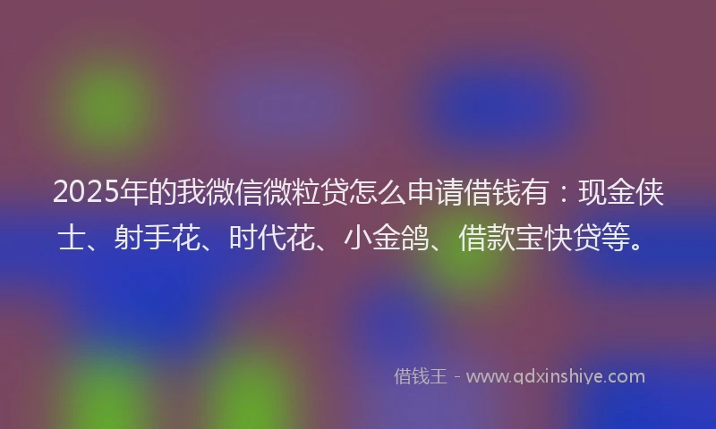 2025年的我微信微粒贷怎么申请借钱有：现金侠士、射手花、时代花、小金鸽、借款宝快贷等。