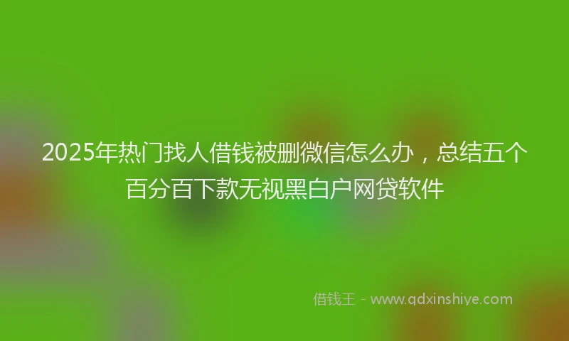 2025年热门找人借钱被删微信怎么办，总结五个百分百下款无视黑白户网贷软件