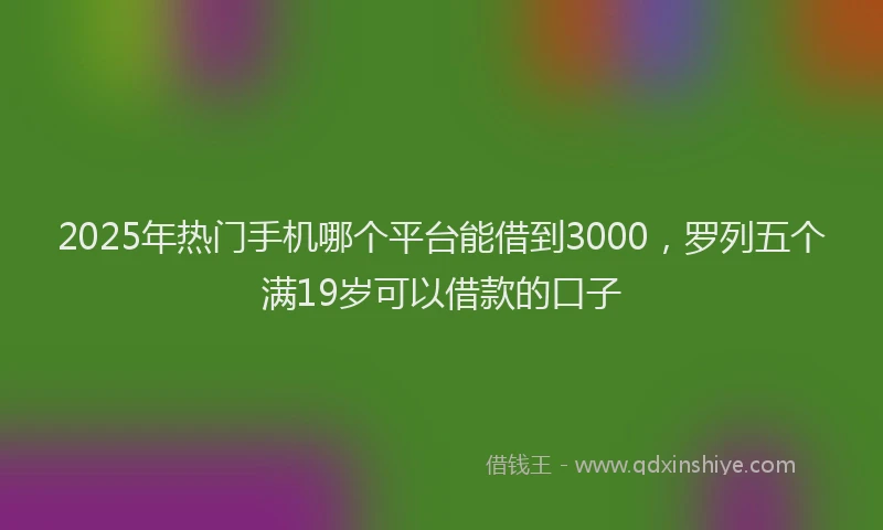 2025年热门手机哪个平台能借到3000，罗列五个满19岁可以借款的口子