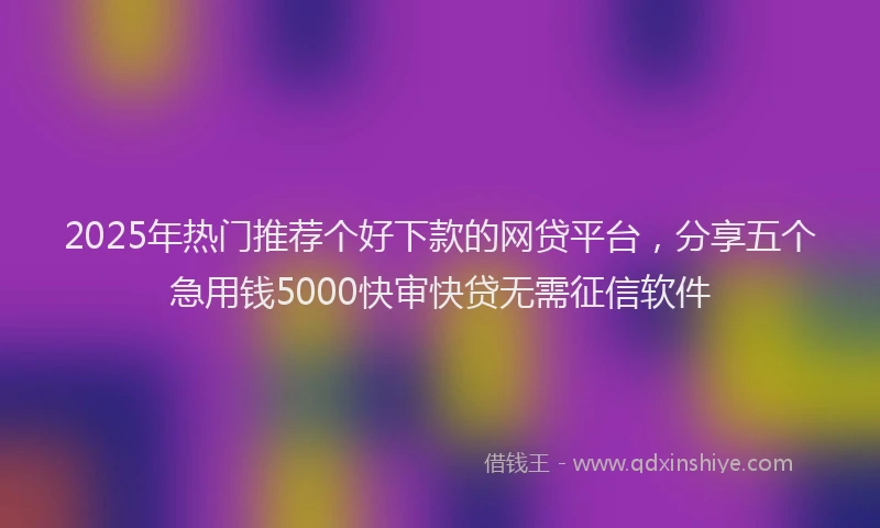 2025年热门推荐个好下款的网贷平台，分享五个急用钱5000快审快贷无需征信软件